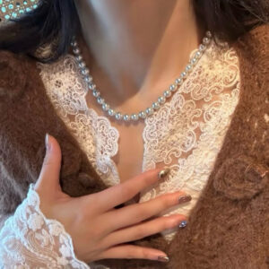 Blue Rose 7-7.5mm Round Necklace