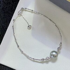 18K Gold Pineapple Ball Bracelet - 8-9mm Premium Platinum Gray