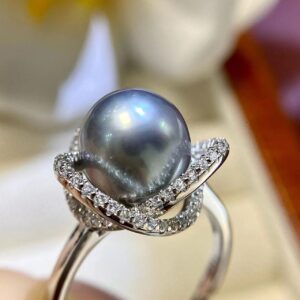 S925 Sterling Silver Clover Sea Water Pearl Ring